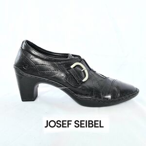 Josef Seibel Calka 03 Leather Heeled Loafer EUR38 US7 Black